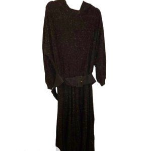 Plus Size Unique Black with Color Pin Dot Long Dress